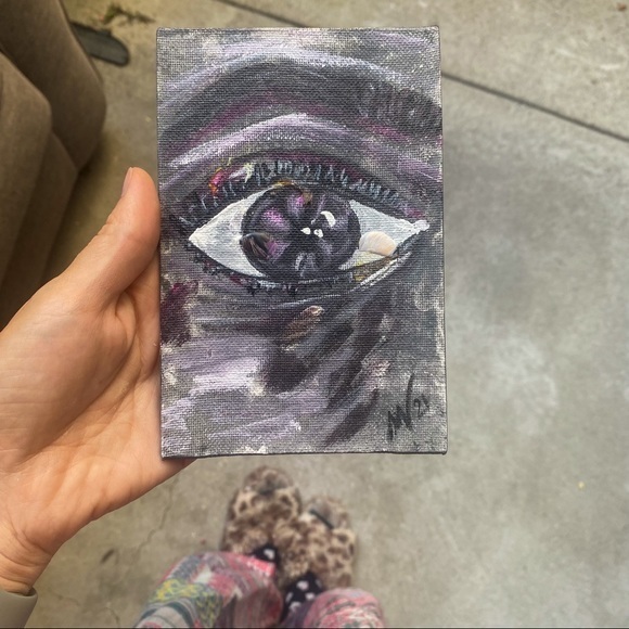 Eye Painting Portrait Original Art Pop Artwork Canvas Painting Small Acrylic Wal - Picture 8 of 11